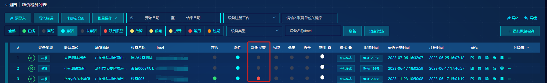 设备列表页面