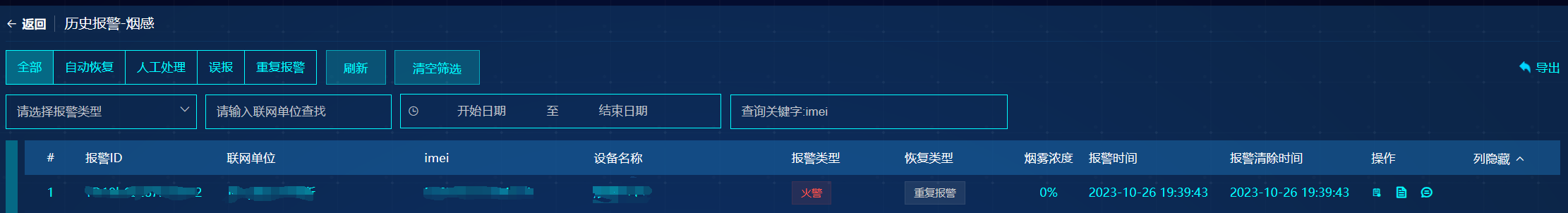 历史报警列表 Example banner