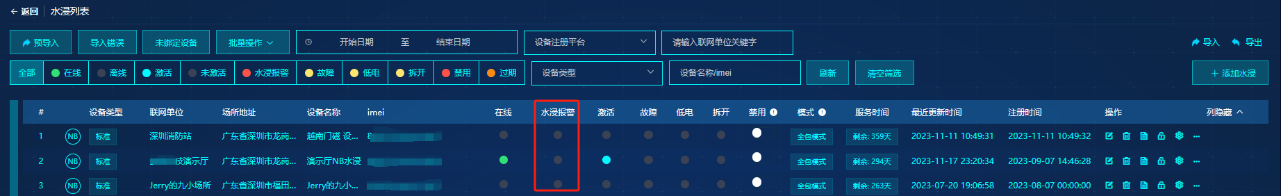 设备列表页面